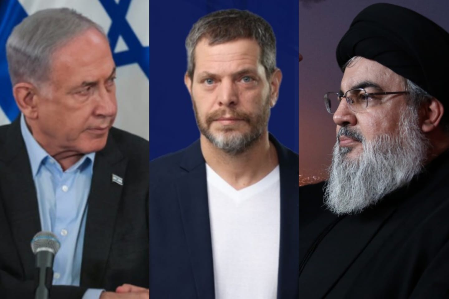שי גולדן, ראש הממשלה בנימין נתניהו ומזכ"ל חיזבאללה חסן נסראללה | צילום: סטודיו תומאס תומר שלום, נועם רבקין פנטון, פלאש90, רויטרס, שאטרסטוק