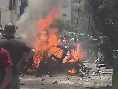 הרכב שהותקף בדרום לבנון | צילום: רשתות לבנוניות