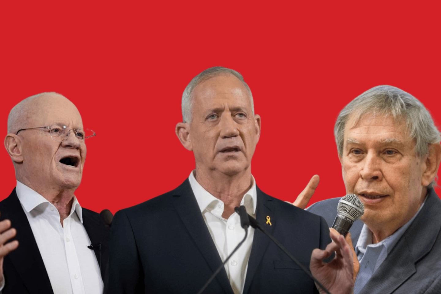 תמיר פרדו, בני גנץ וכרמי גילון | קרדיט: תומר ניוברג, מרים אלסטר, מאיר ועקנין, פלאש 90