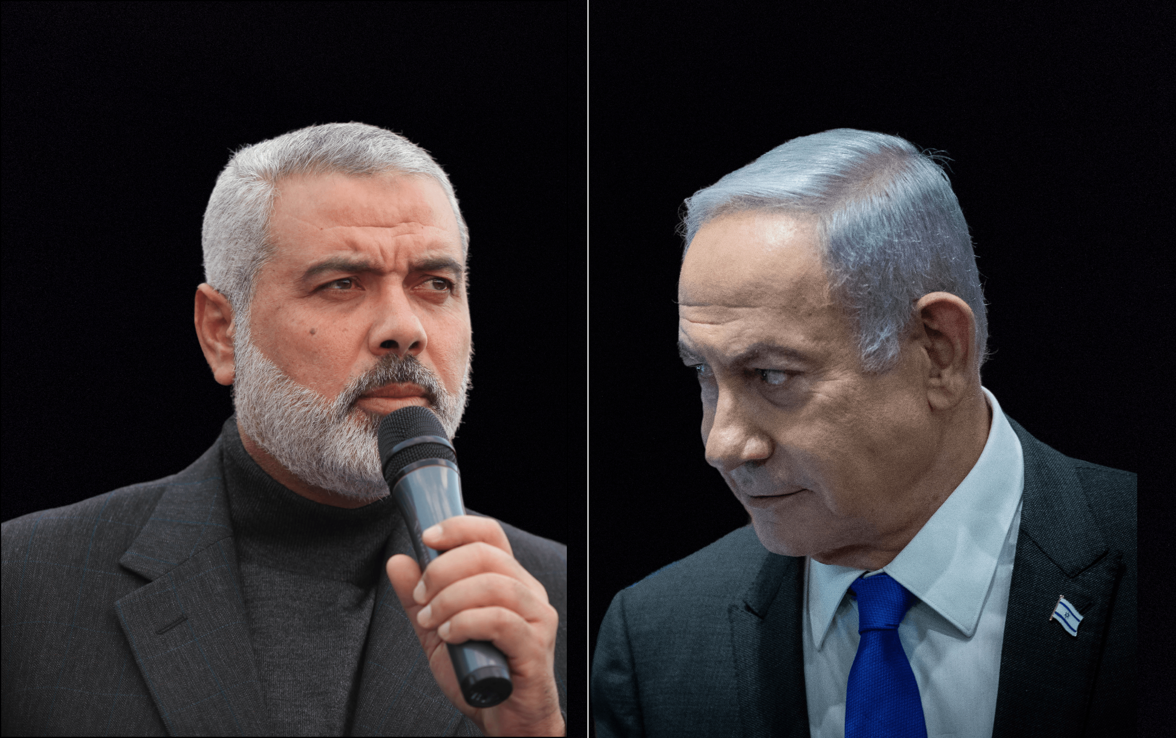 ראש הממשלה בנימין נתניהו וראש הזרוע המדינית של חמאס איסמעיל הנייה | צילום: שאטרסטוק, יונתן שינדל, פלאש 90 ,