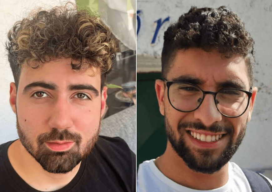 החטופים שהובאו על ידי חמאס לטקס: אביתר דוד וגיא דלאל
