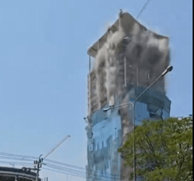 בניין קורס ברעידת אדמה במיאנמר | צילום: רשתות חברתיות