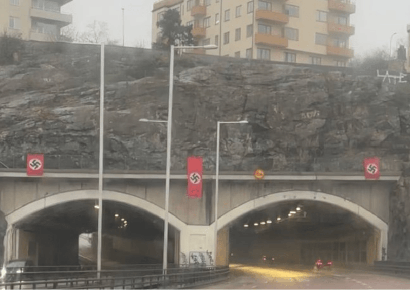 ארבעה ימים לפני יום הזיכרון: דגלים נאצים נתלו בשוודיה