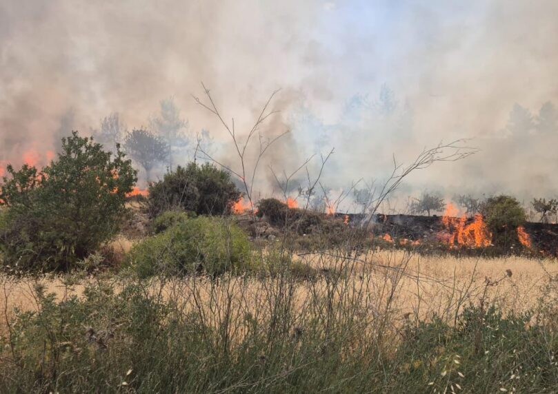 שריפה משתוללת בגוש עציון – כביש 375 נסגר לתנועה