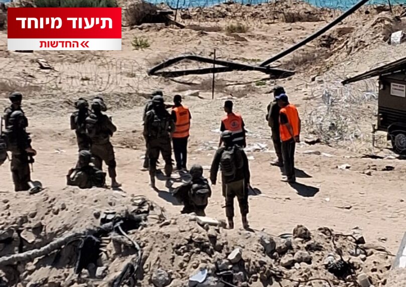 בתוך מוצב צה"לי: לוחמינו מאבטחים עזתים המתקנים קו מים
