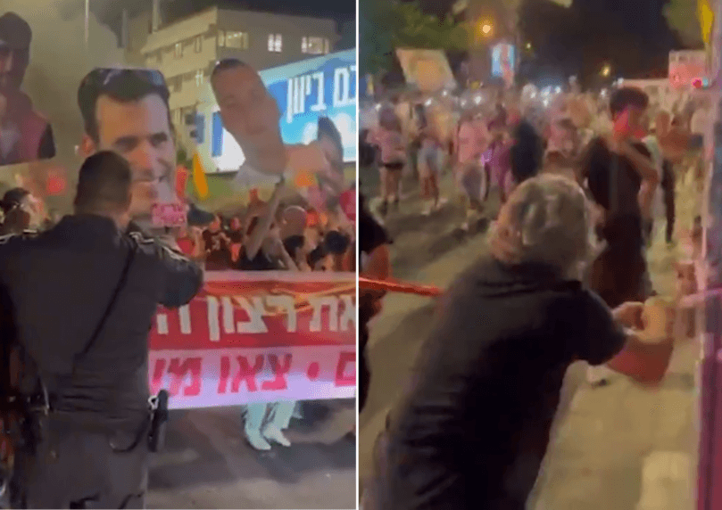 פורעי חוק חסמו את איילון והבעירו צמיגים - מפגין תקף שוטרים