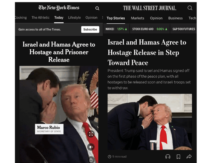 בין כיכר החטופים לעזה: שערי העיתונים בעולם לאחר הכרזת טראמפ