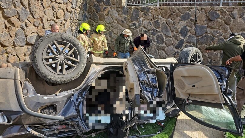 שני גברים בשנות ה-50 נהרגו בהתהפכות רכב סמוך לבריכת רם