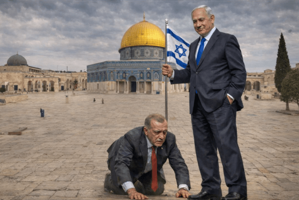 בכיר בממשלה פרסם תמונה של ארדואן כורע ברך בפני נתניהו