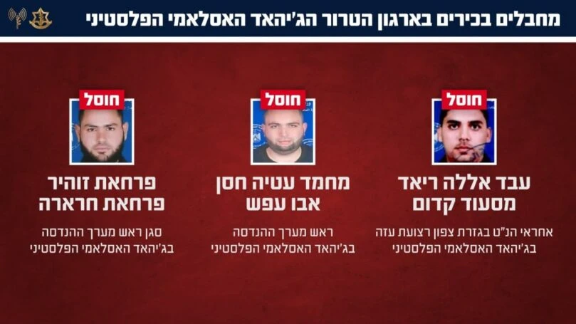 כוחותינו חיסלו 3 מחבלי הג'יהאד האיסלאמי בעזה