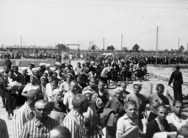 אסירים באושוויץ, 1944. צילום: יד ושם