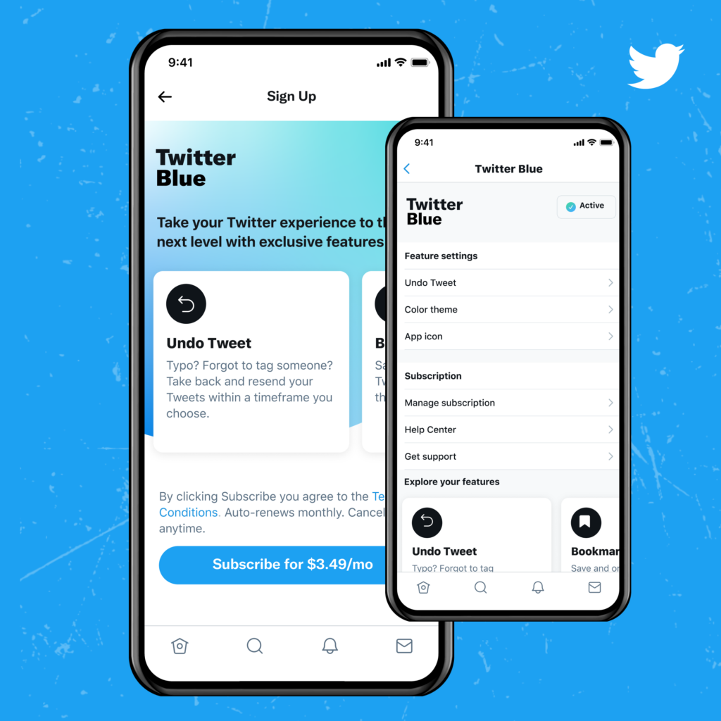 twitter blue, קרדיט twitter