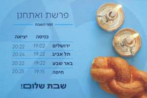 זמני השבת: כניסת שבת, צאת שבת וזמני הדלקת נרות