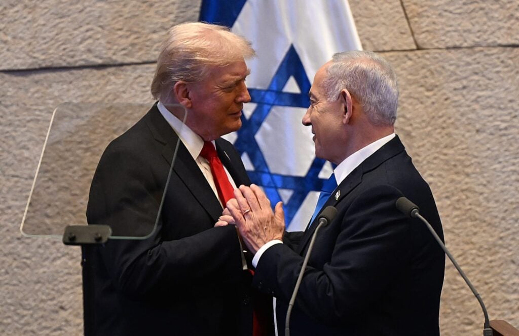 ראש הממשלה בנימין נתניהו ונשיא ארה"ב דונלד טראמפ במליאת הכנסת |