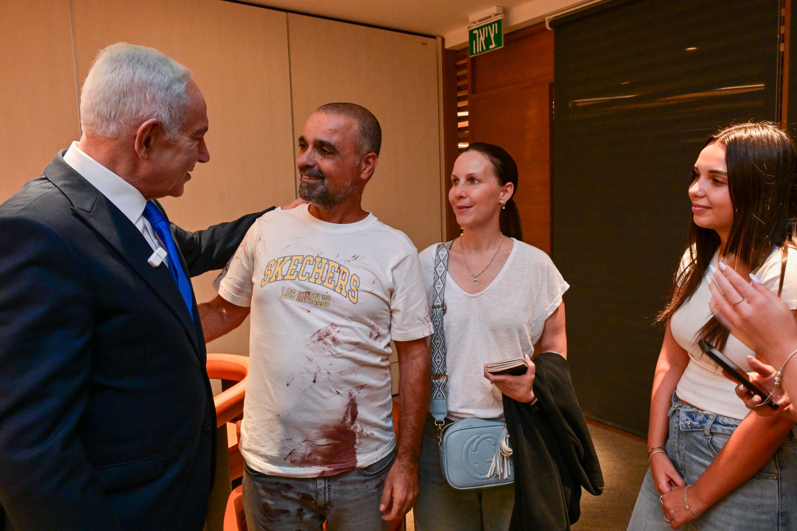 ראש הממשלה נתניהו במפגש עם יניב אוחיון, ניצול הטיסה מדובאי
